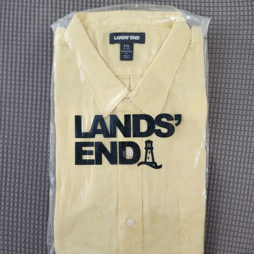 Lands' End Men's Soft Yellow Button-Down Shirt